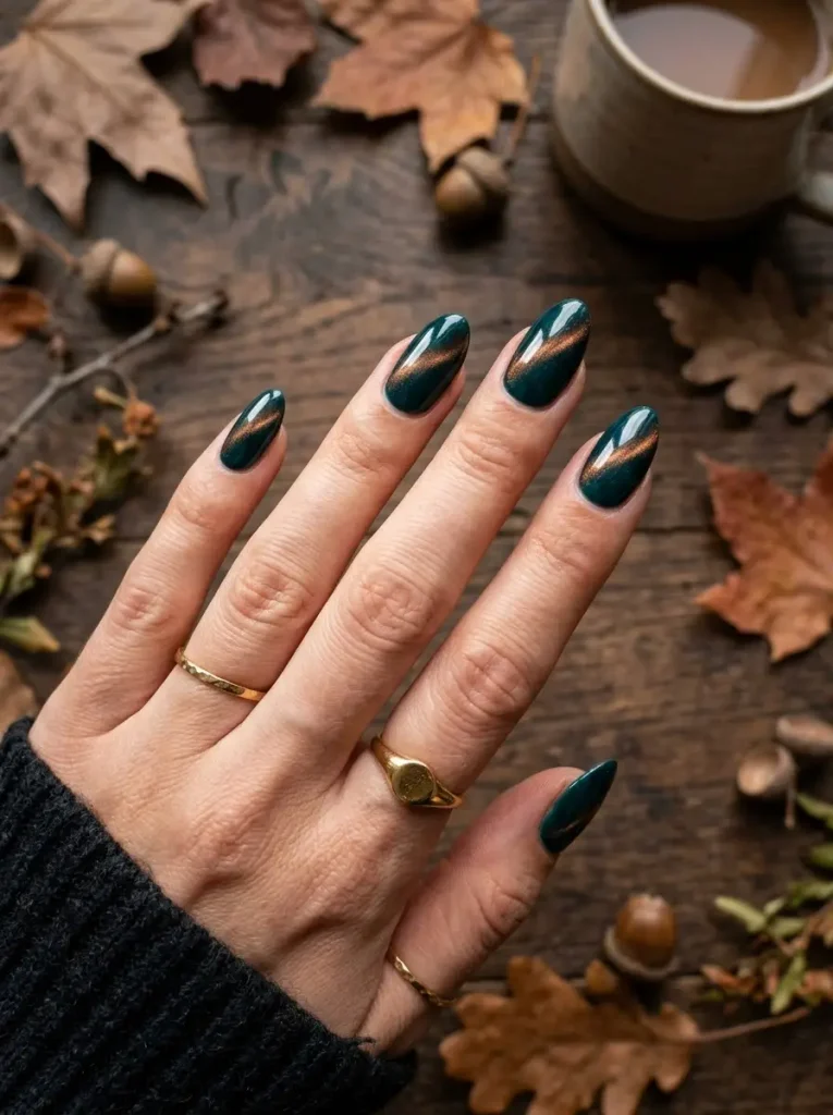 16. Teal and Bronze Autumn Cat Eye