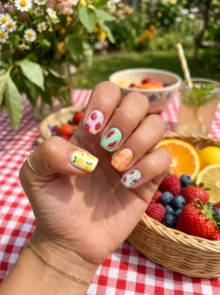 16. Tiny Fruit Nail Art