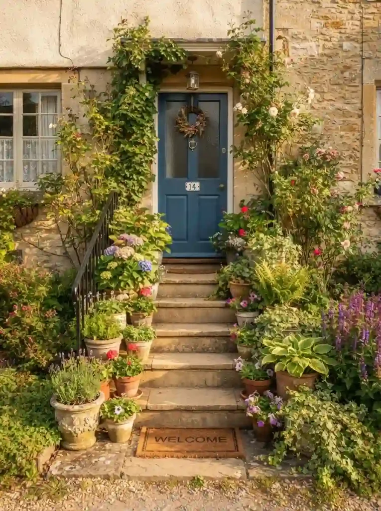16. Turn the front steps into a mini garden