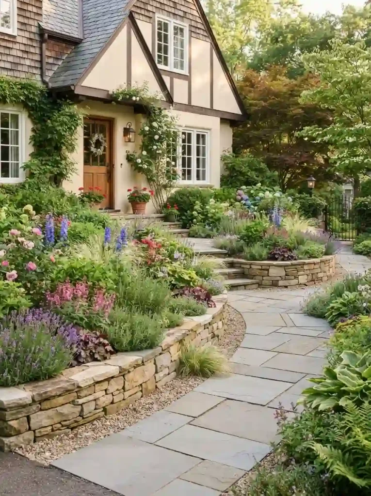 16. Use Raised Beds for a Defined Front Garden