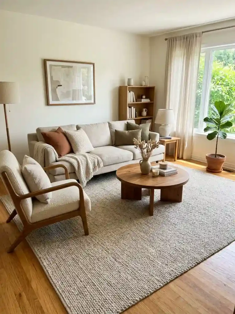 16. Use a large rug instead of several small rugs