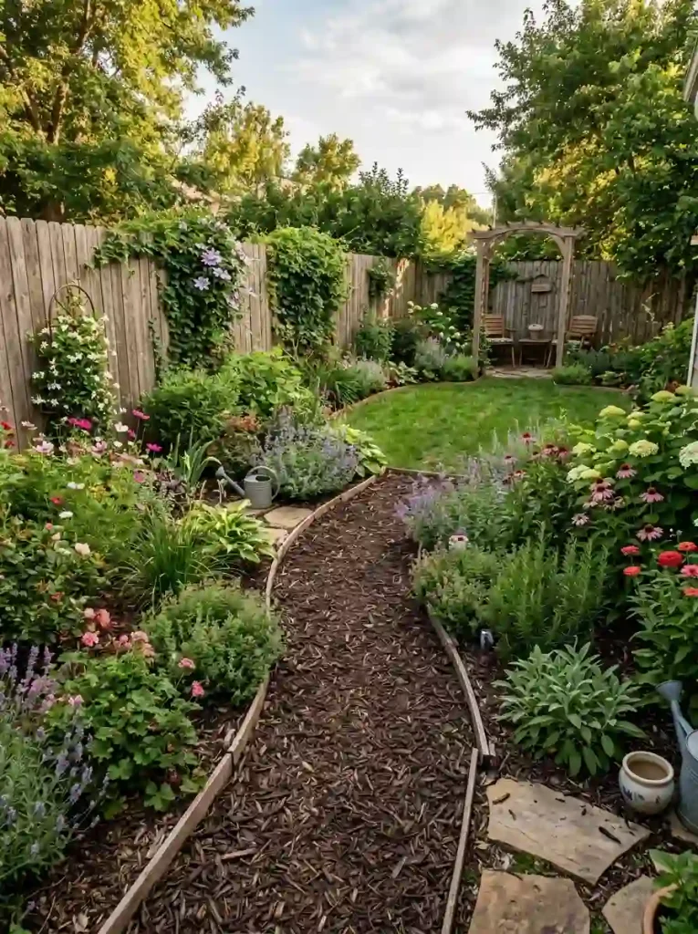 17. Add a narrow mulch path between planting areas