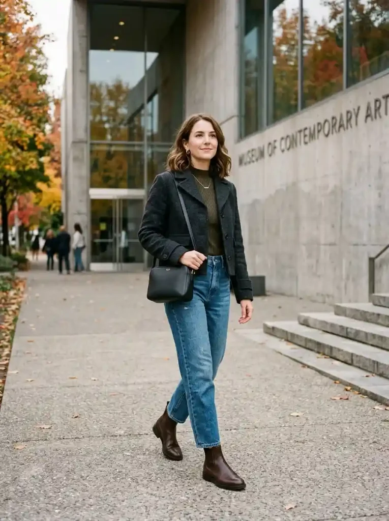 17. Barrel-Leg Jeans with Slim Boots