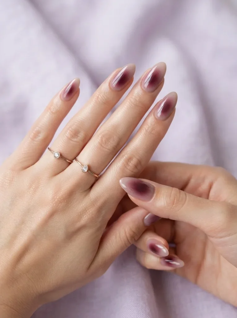 17. Burgundy Aura Nails