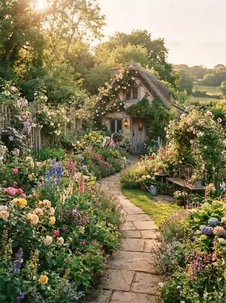 17. Create a Fairy Cottage Garden Filled With Flowers