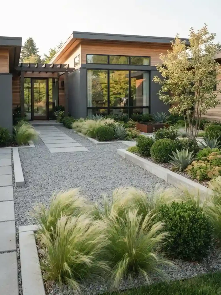 17. Modern Gravel Garden With Concrete Edging