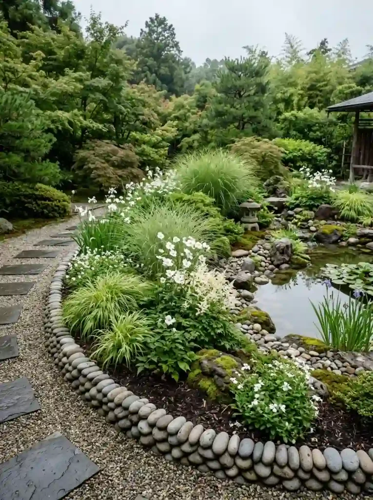 17. Stacked Pebble Edging