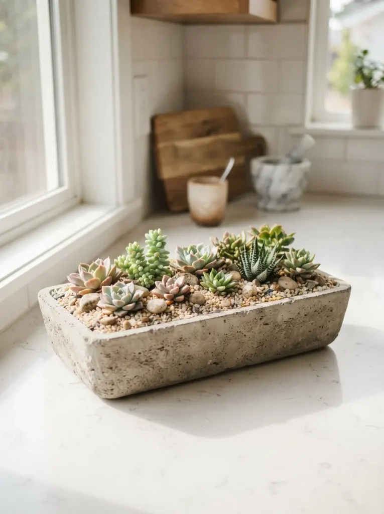 17. Succulent Arrangement with Decorative Gravel