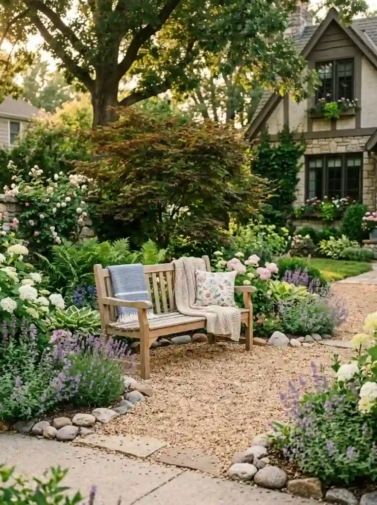 17. Surround a Garden Bench With Decorative Stone