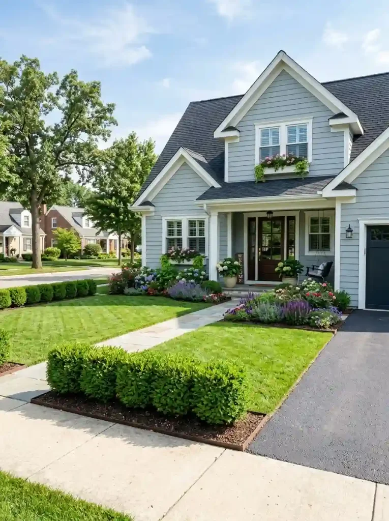 17. Use a low hedge to define the property edge