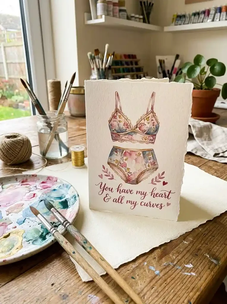 17. Watercolor Lingerie Card
