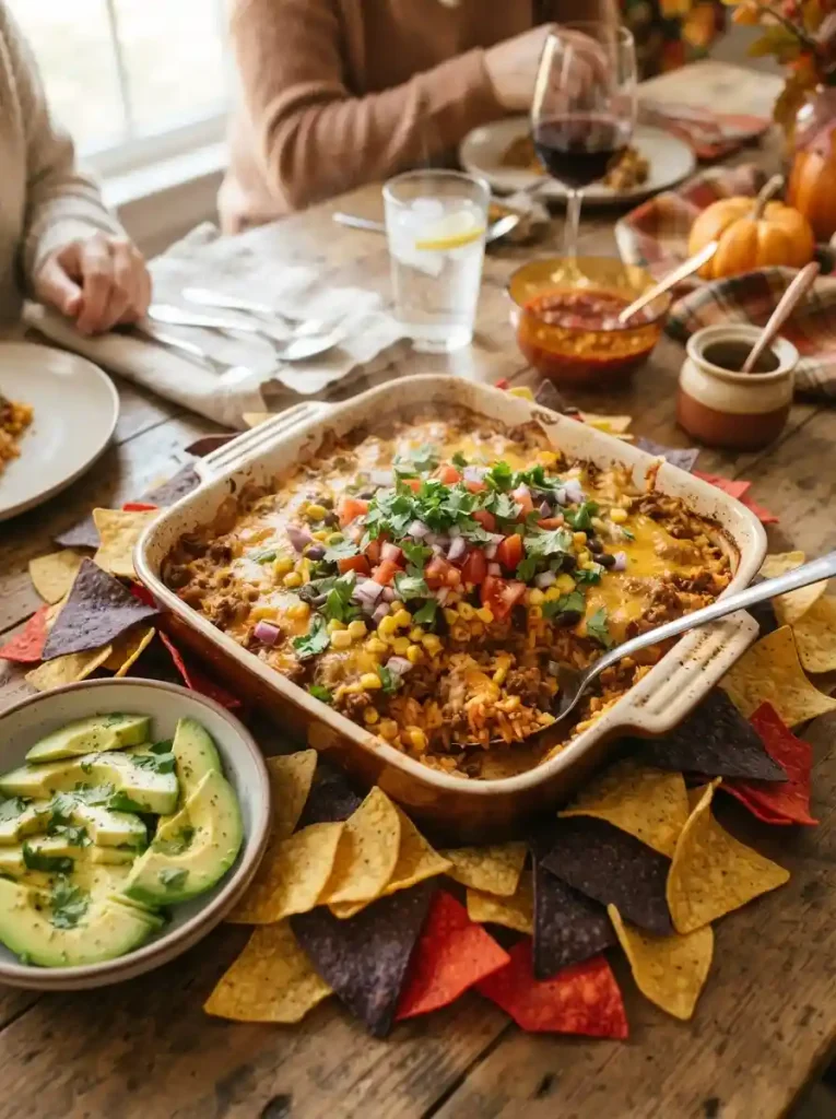 18. Beef Taco Rice Casserole