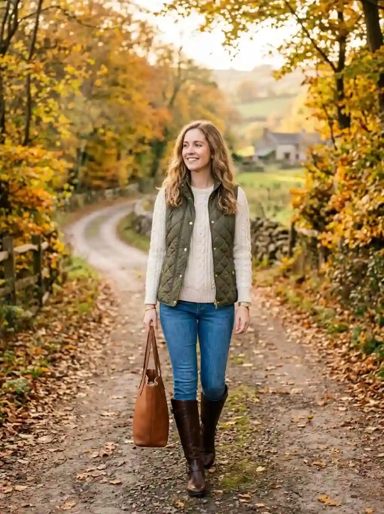 18. Blue Jeans with Knee-High Riding Boots