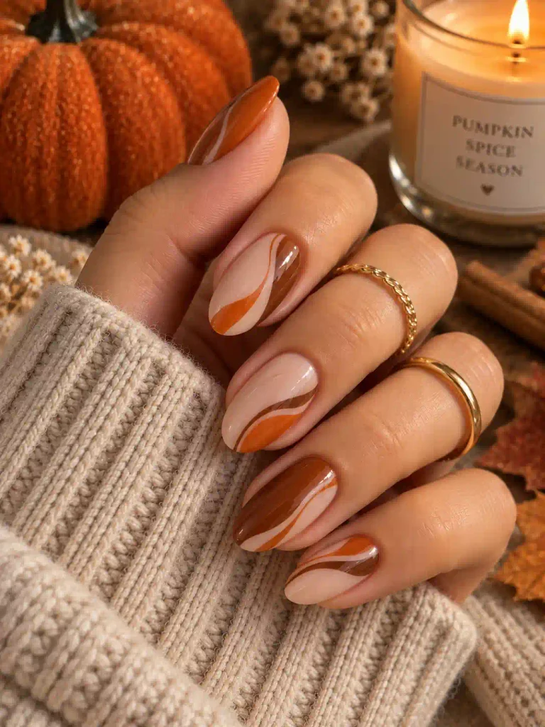 18. Creamy Pumpkin Spice Nails