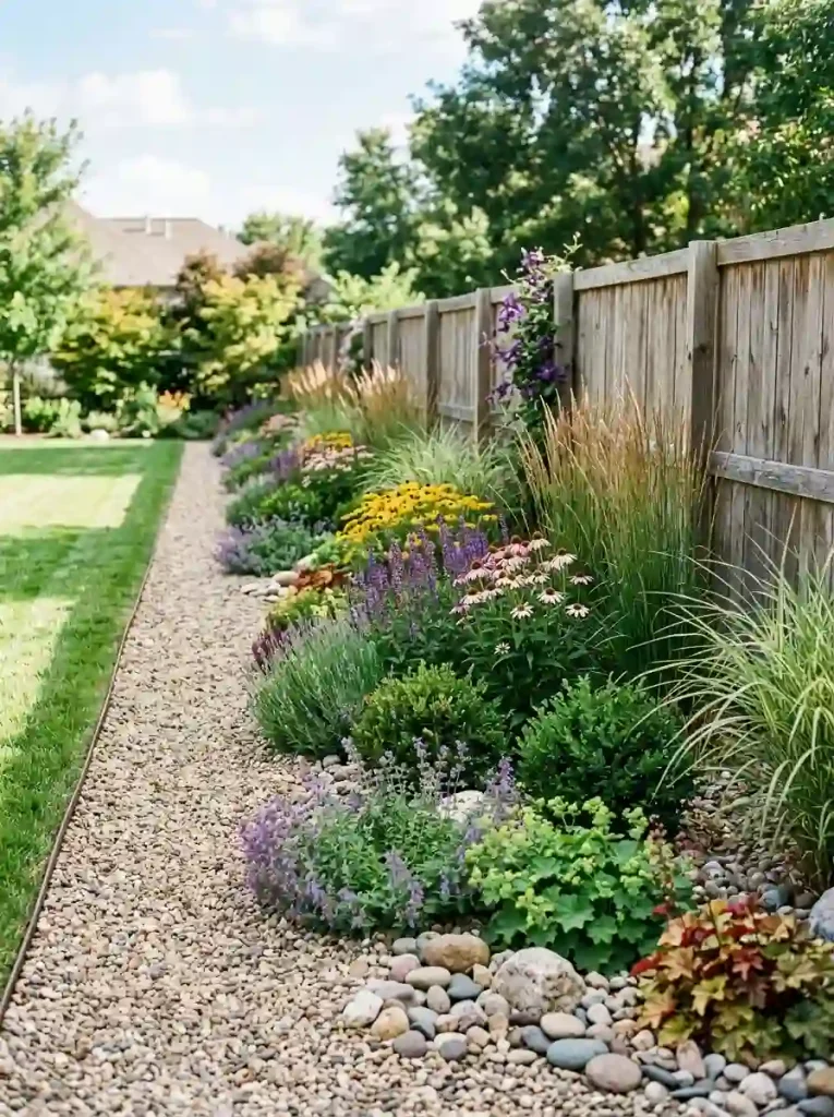 18. Create a Gravel Garden Along a Fence