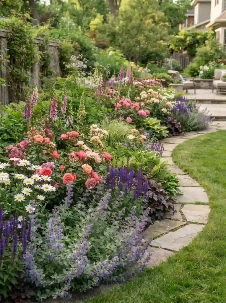 18. Create a colorful rose-and-perennial border