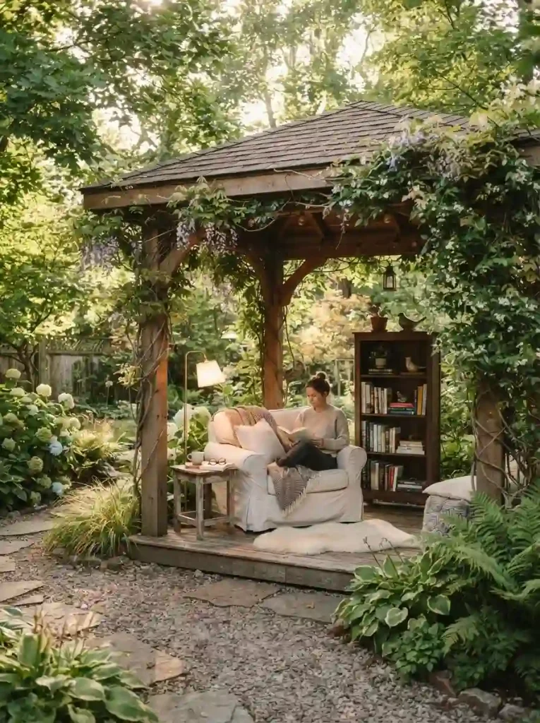18. Freestanding Pergola for a Backyard Reading Nook