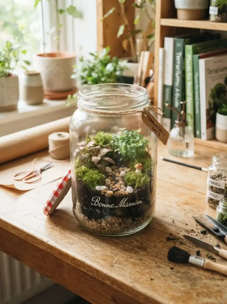 18. Upcycled Glass Jar Terrarium