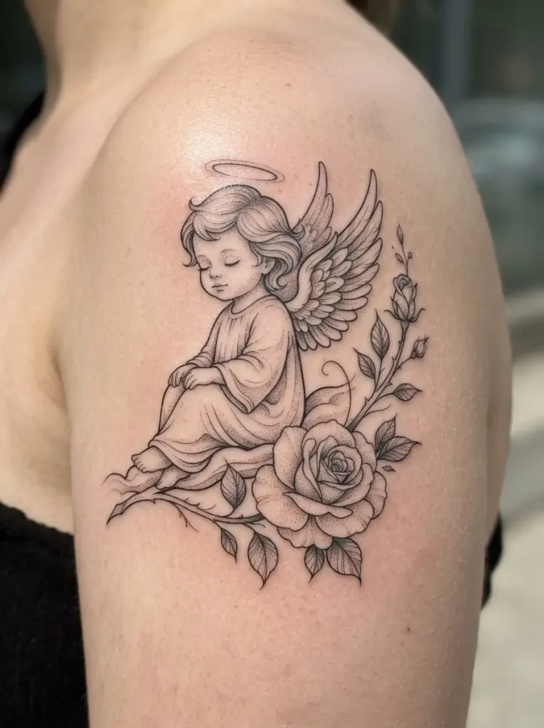 19. Baby Angel With a Rose