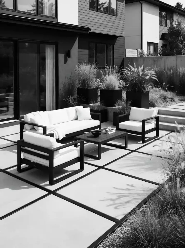 19. Black and White Concrete Patio