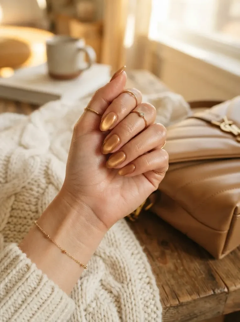 19. Caramel Velvet Nails