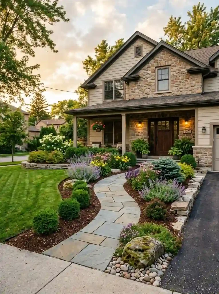 19. Combine Mulch, Stone, and Plants for a Finished Look