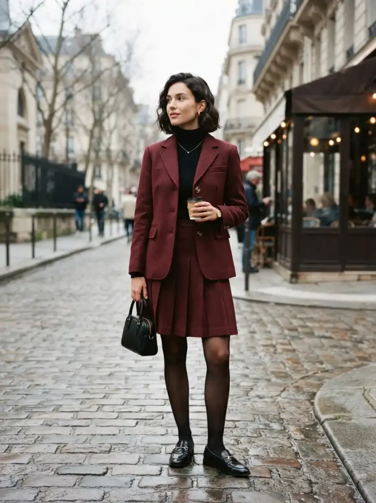 19. Deep Burgundy Wool Set, Matching Separates