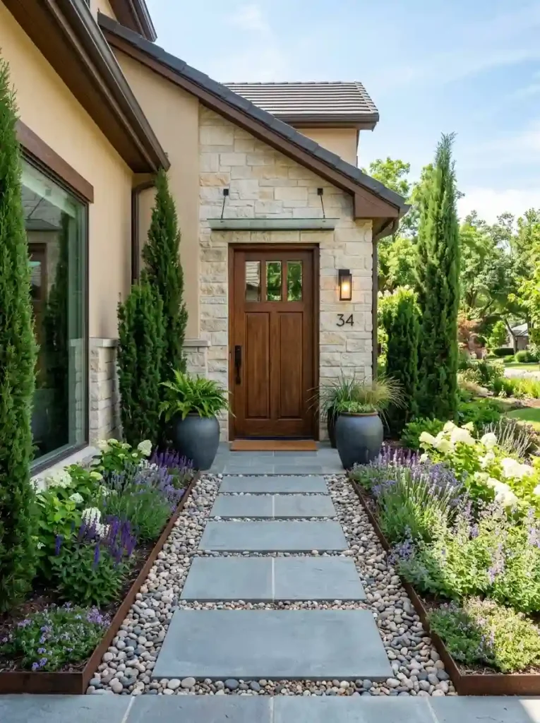 19. Highlight a Front-Door Planting Area With Pebbles