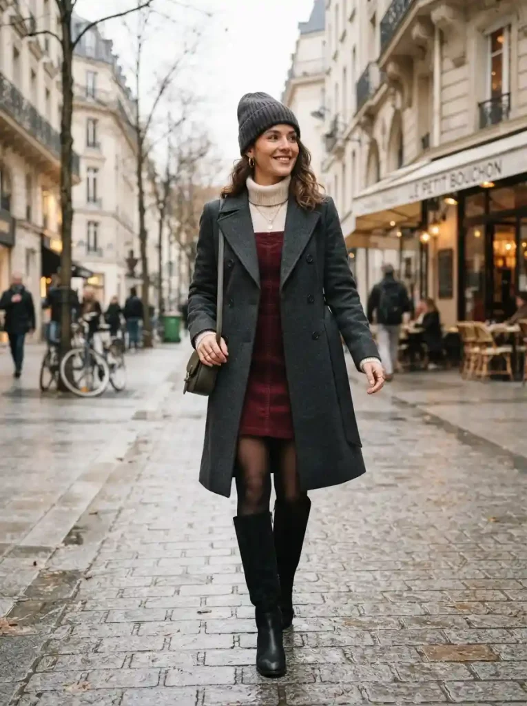 19. Knee High Boots With a Turtleneck and Mini Dress