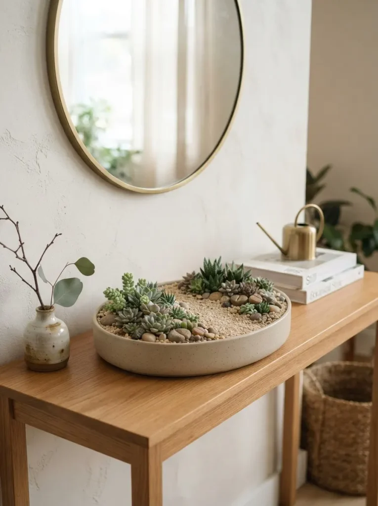 19. Succulent Arrangement in a Shallow Dish