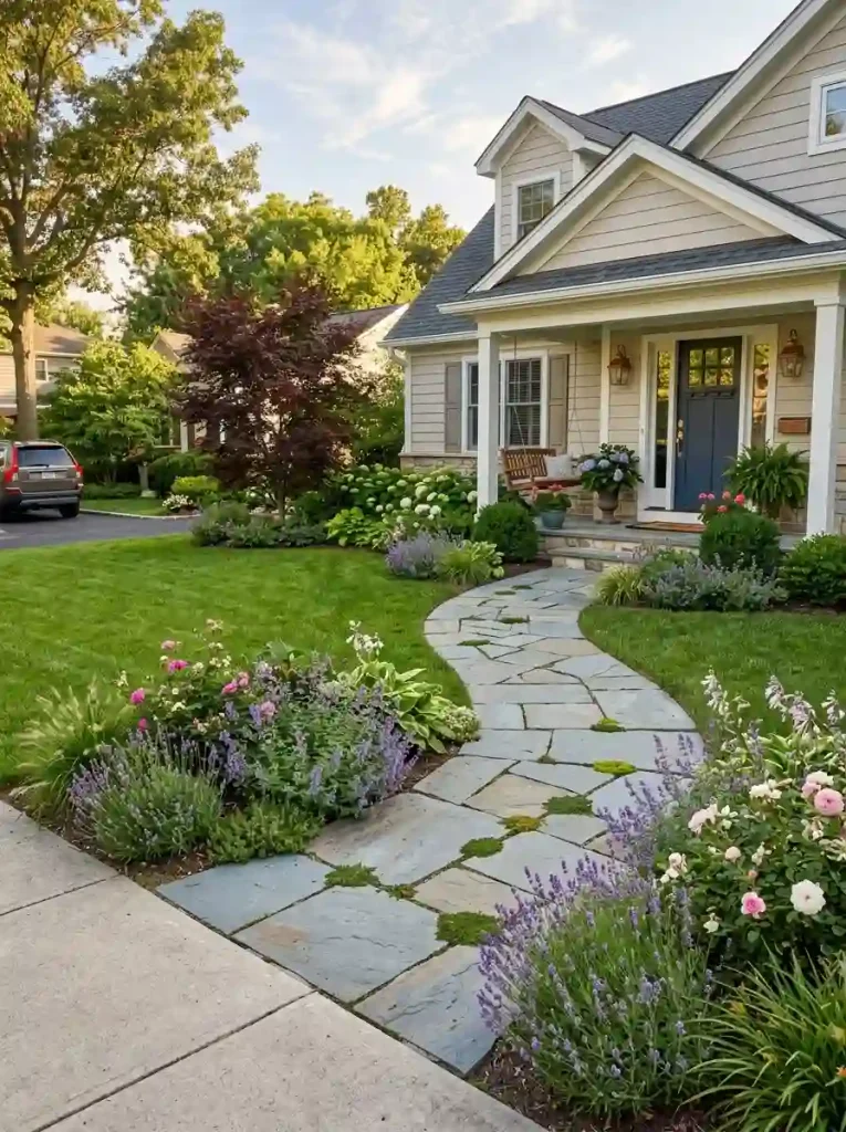 2. Add a Curved Pathway for a Softer Entrance