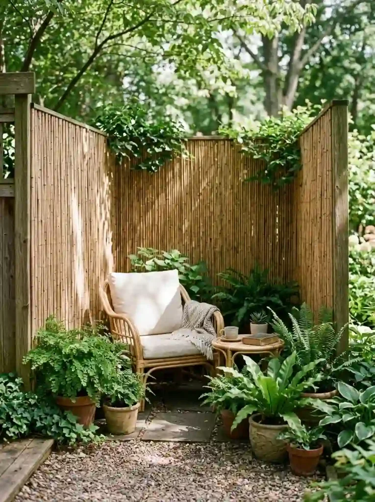 2. Bamboo screen privacy corner
