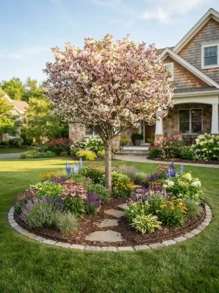 2. Create a Small Flower Island Around a Feature Tree