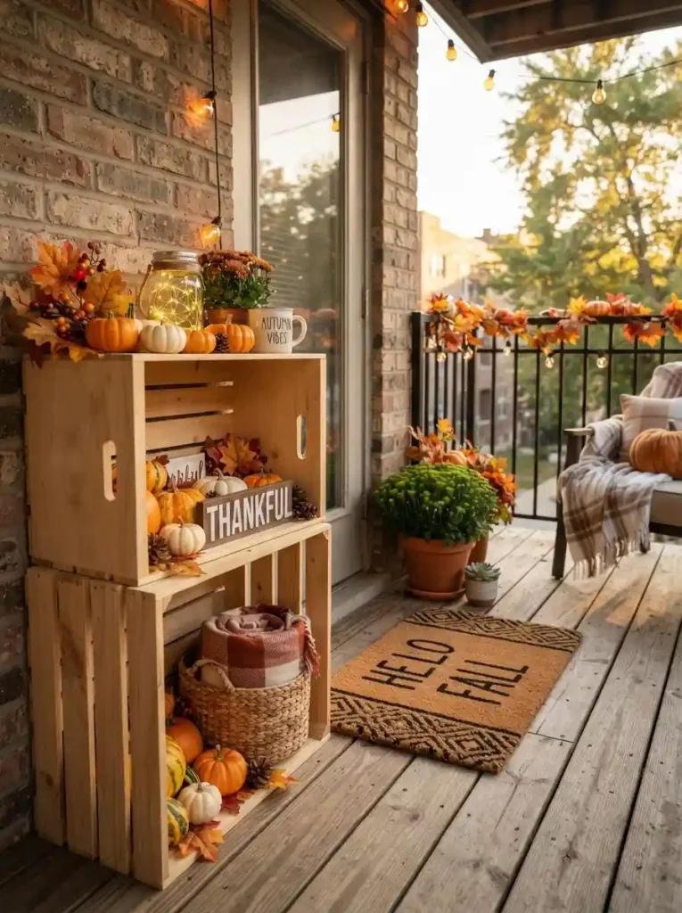 2. DIY Crate Pumpkin Porch Display