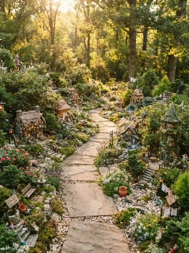 2. Design a Fairy Village Around a Curved Garden Path