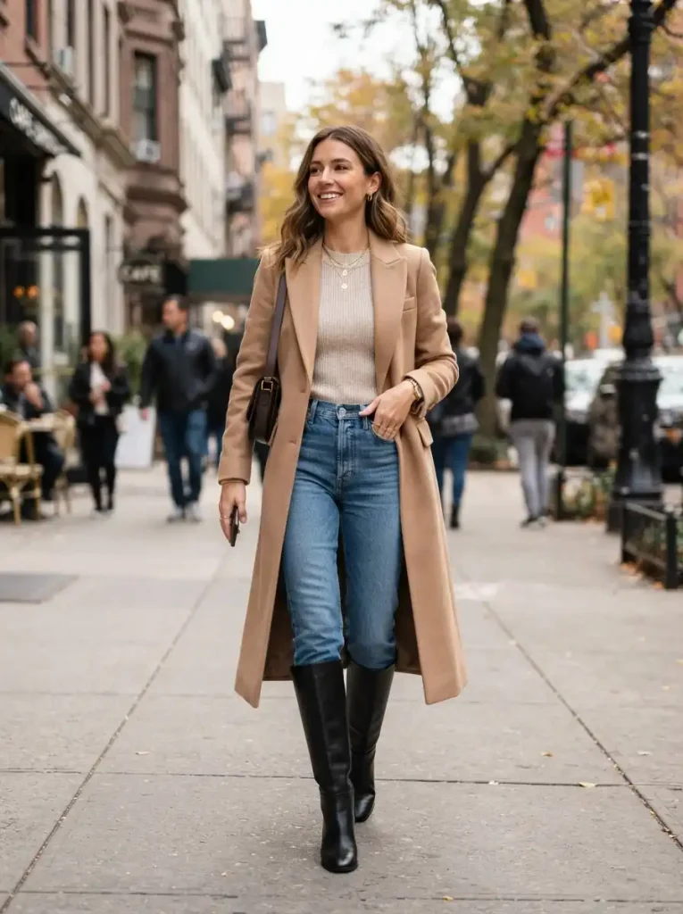 2. Knee High Boots With Straight Leg Jeans
