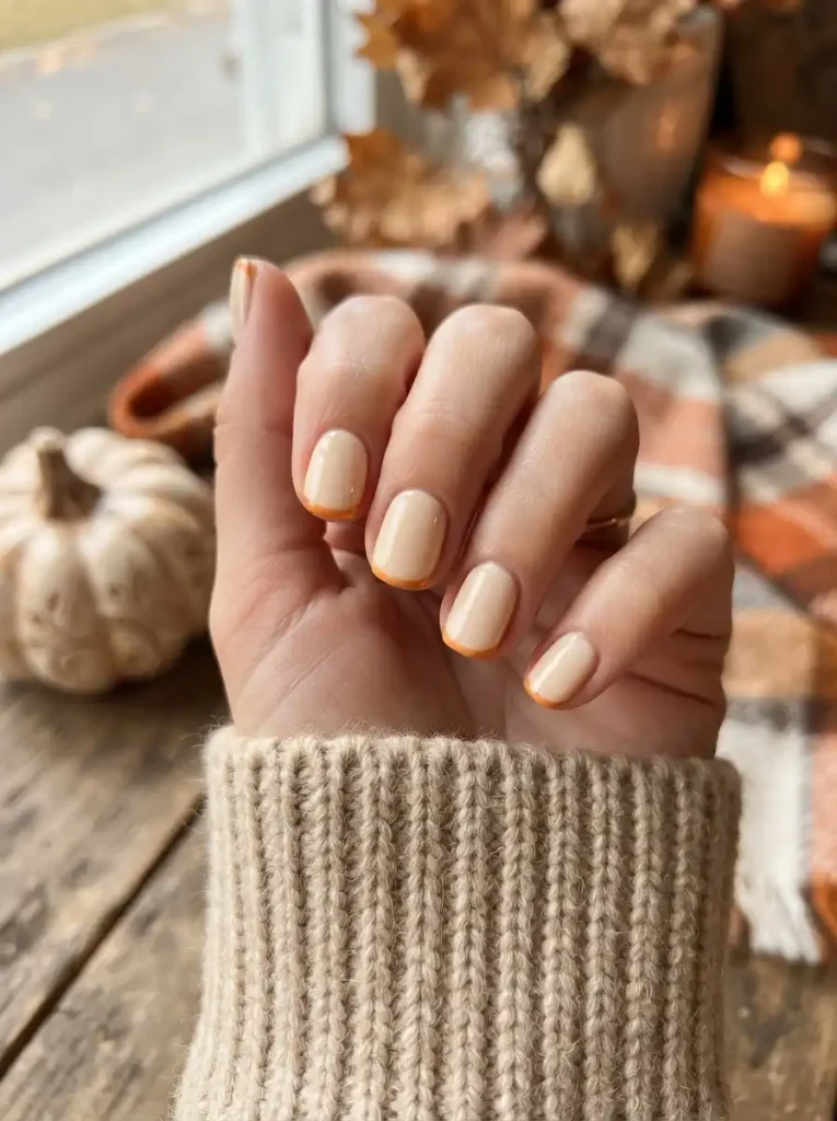 2. Pumpkin Spice Micro French Tips