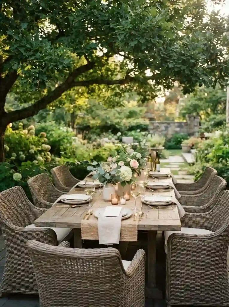 2. Set up an outdoor dining table for long summer meals