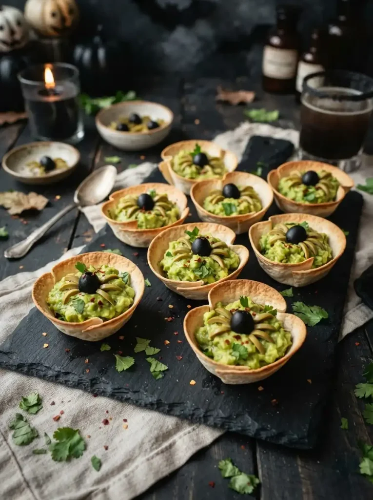 2. Spooky Guacamole Tortilla Cups