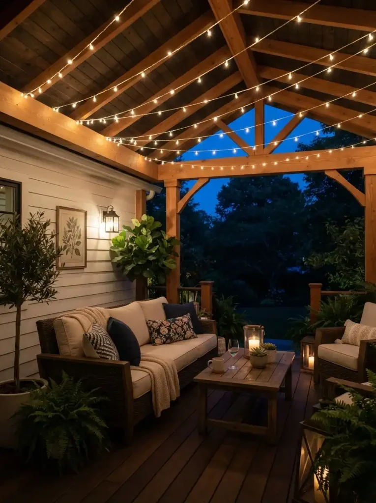 2. String Lights Across the Porch