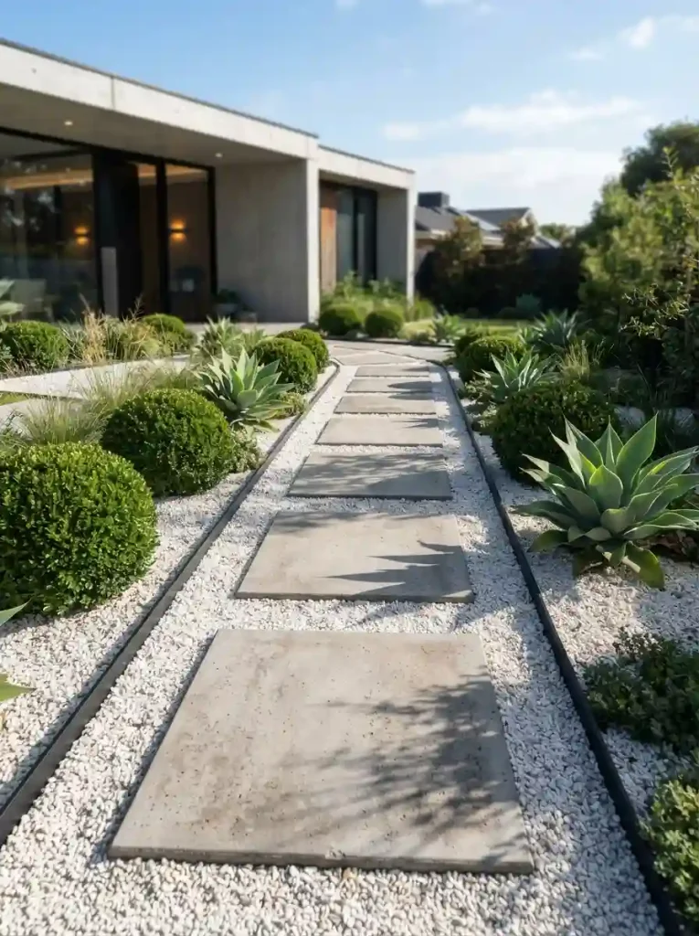 2. Try Oversized Pavers Through a Gravel Garden