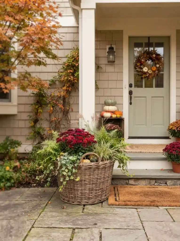 2. Turn an Old Basket Into a Porch Planter