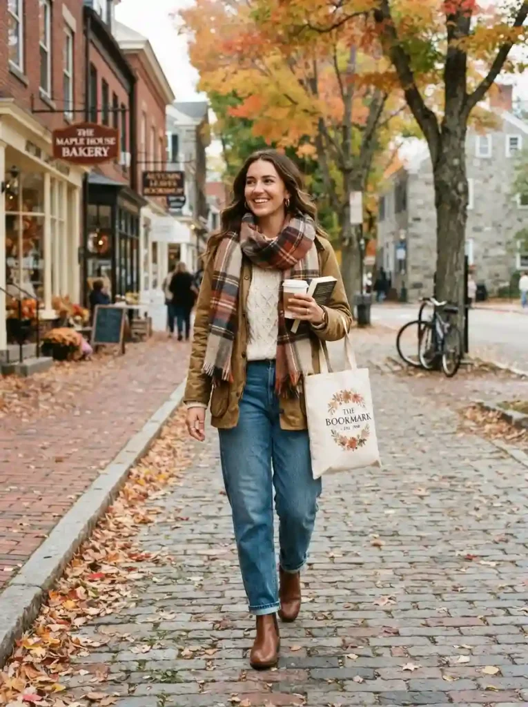 20. Barn Jacket With a Scarf and Jeans