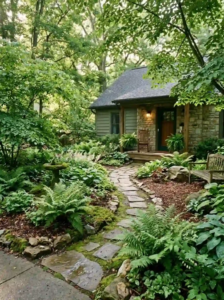 20. Create a mini woodland garden in a shaded front yard