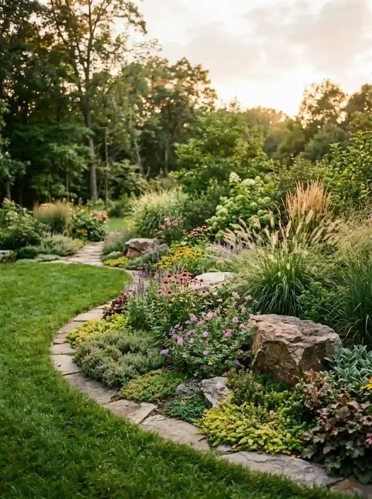 20. Curved Rock-and-Plant Border