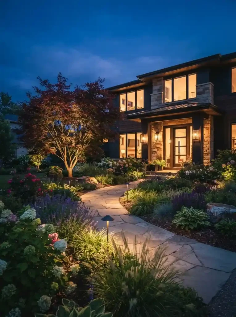 20. Design a Front Garden That Looks Beautiful at Night
