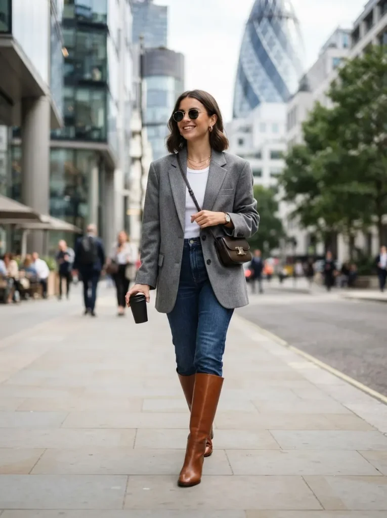 20. Knee High Boots With a Relaxed Blazer Outfit