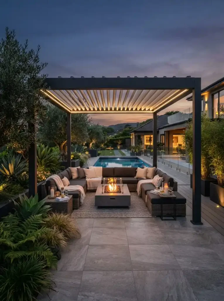 20. Luxurious Pergola With a Louvered Roof