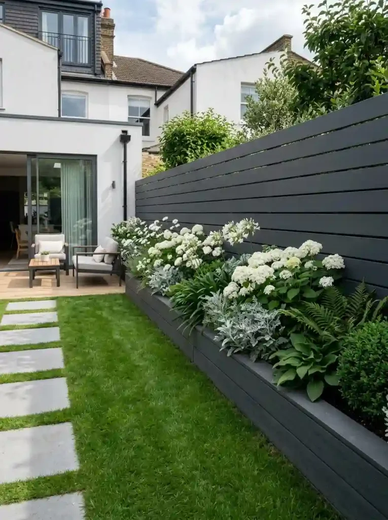 20. Minimalist Monochrome Raised Bed Design