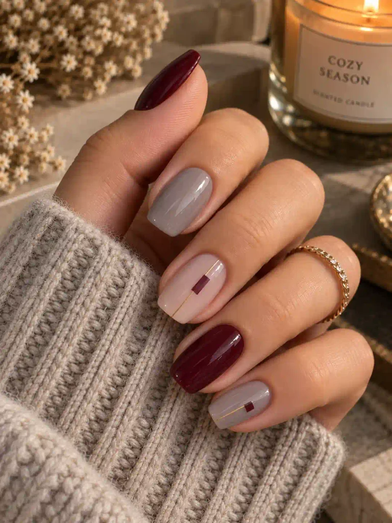 20. Soft Gray and Burgundy Combo